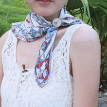 Load image into Gallery viewer, Vintage Floral Scarf + Gold-Plated Pure Copper Triple-Ring Scarf Buckle Luxury Gift Set
